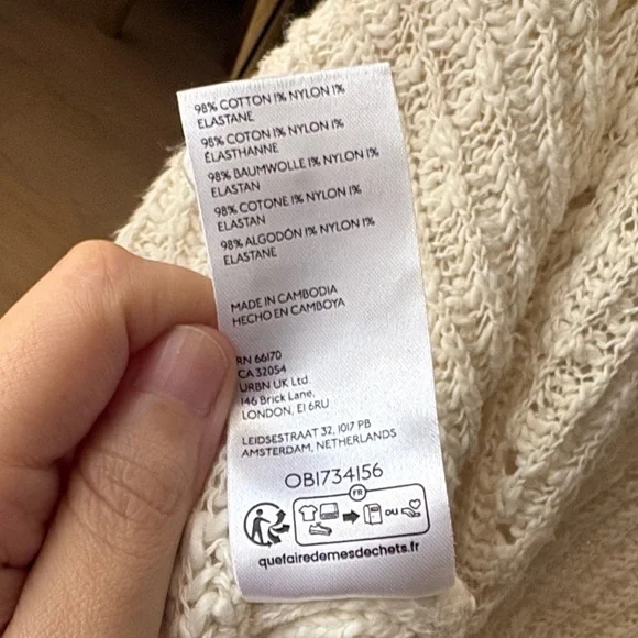 Anthropologie crewneck batwing sweater- Cozy Cream Knit- 98% cotton - Picture 6 of 6